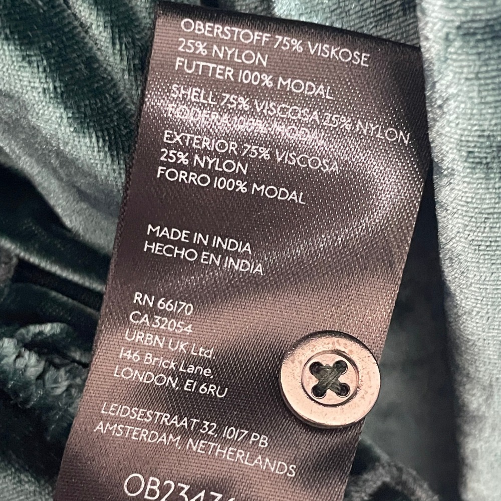 NEW Pilcro Anthropologie Womens Medium Dark Green Velvet Ruffle Button Up Shirt - Picture 6 of 10